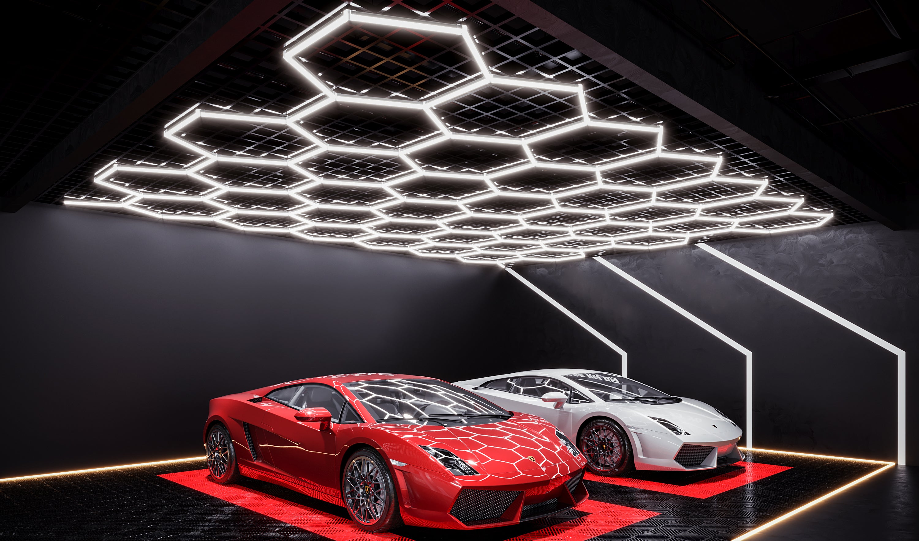Compresseurs ZT/C202 Manufacture voiture détaillant Atelier 6500K DIY  réglable de l'aluminium de haute qualité Garage de l'entrepôt Bureau  lumière LED à six pans de la lampe de plafond - Chine Lumière hexagonal